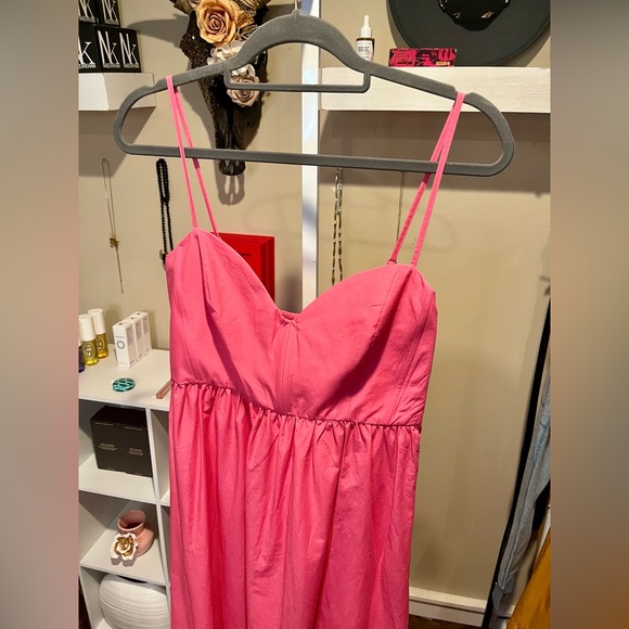 NWT Steve Madden Pink Sweetheart Neck Cotton Poplin Midi Dress - Picture 5 of 6